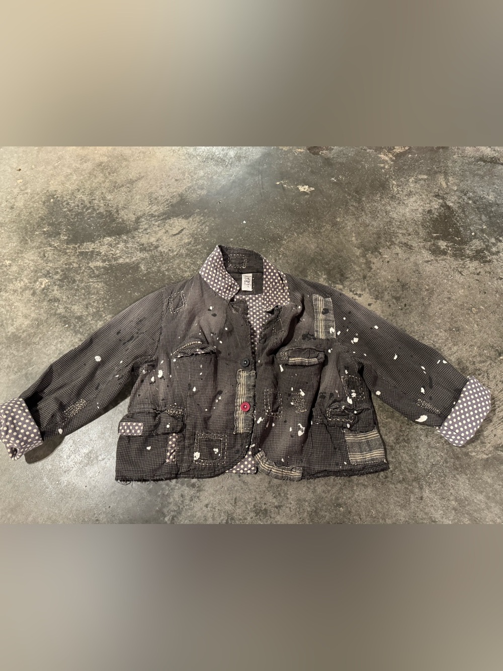 Magnolia Pearl Black Reversible Patchwork Jacket with Polka Dot